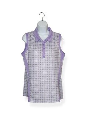 Levelwear Lavender Sleeveless Quarter Zip Polo Tank Top Women's Size Large